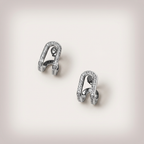 Women's Silver Pavé U-Shape Stud Earrings