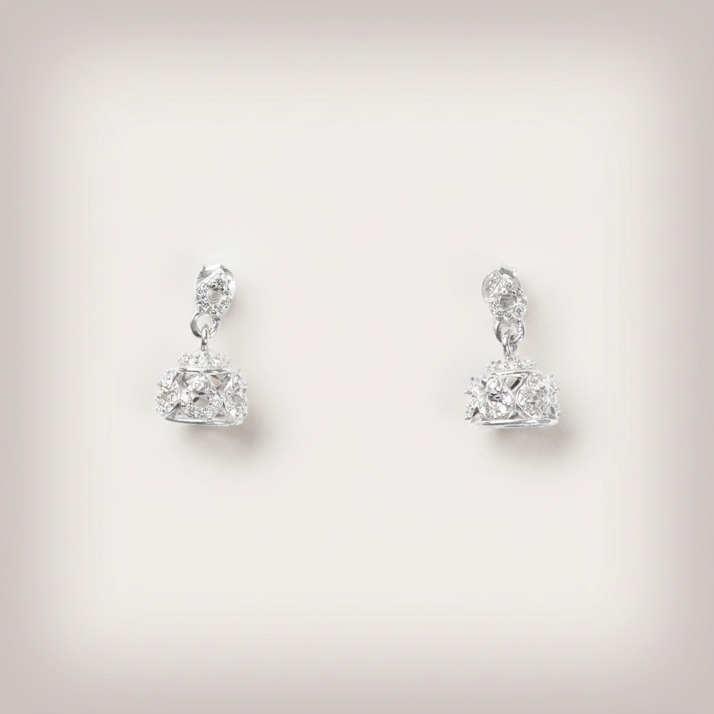 Women's Silver Diamond Jhumka Earrings