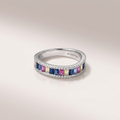 Women's 925 Silver Multi-Gem Eternity Ring