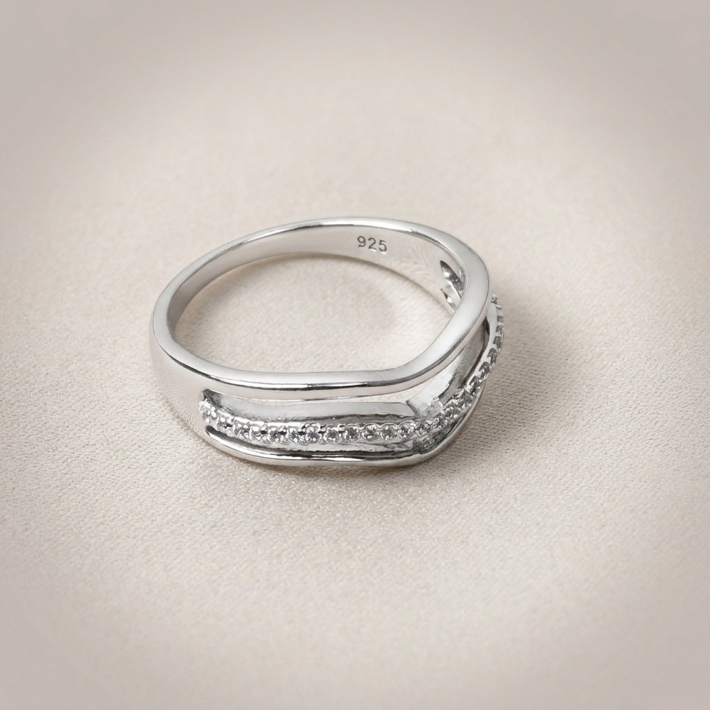 Women's 925 Silver CZ Accentuated Ring