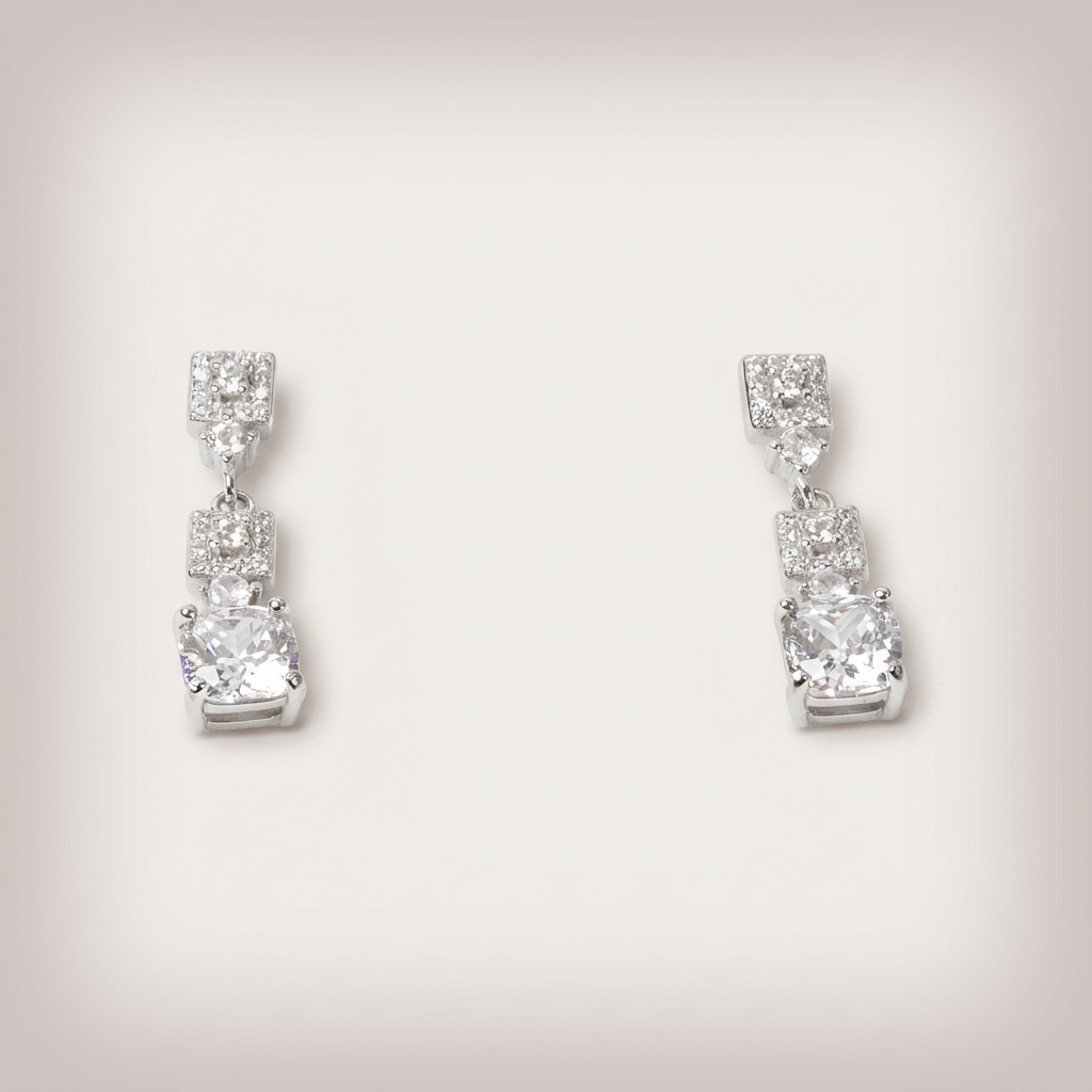Women's Silver Cubic Zirconia Dangle Earrings