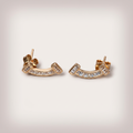 Women's Gold-Plated Curved Diamond Stud Earrings