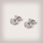 Women's Silver Diamond Stud Earrings