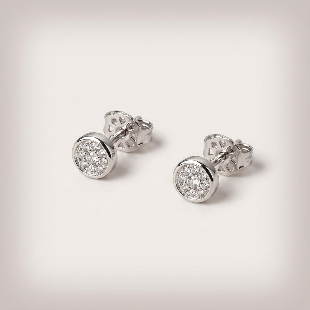 Women's Silver Diamond Stud Earrings