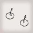 Women's Silver Twisted Circle Stone Earrings