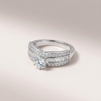 Women's Silver Diamond-Studded Cocktail Ring