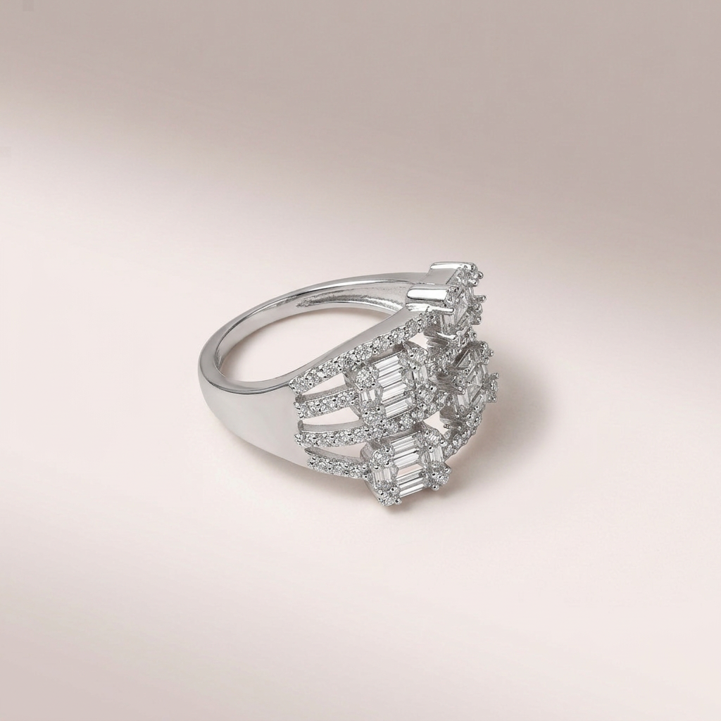 Women's Silver Diamond Cluster Ring