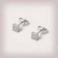 Women's Silver Diamond Stud Earrings
