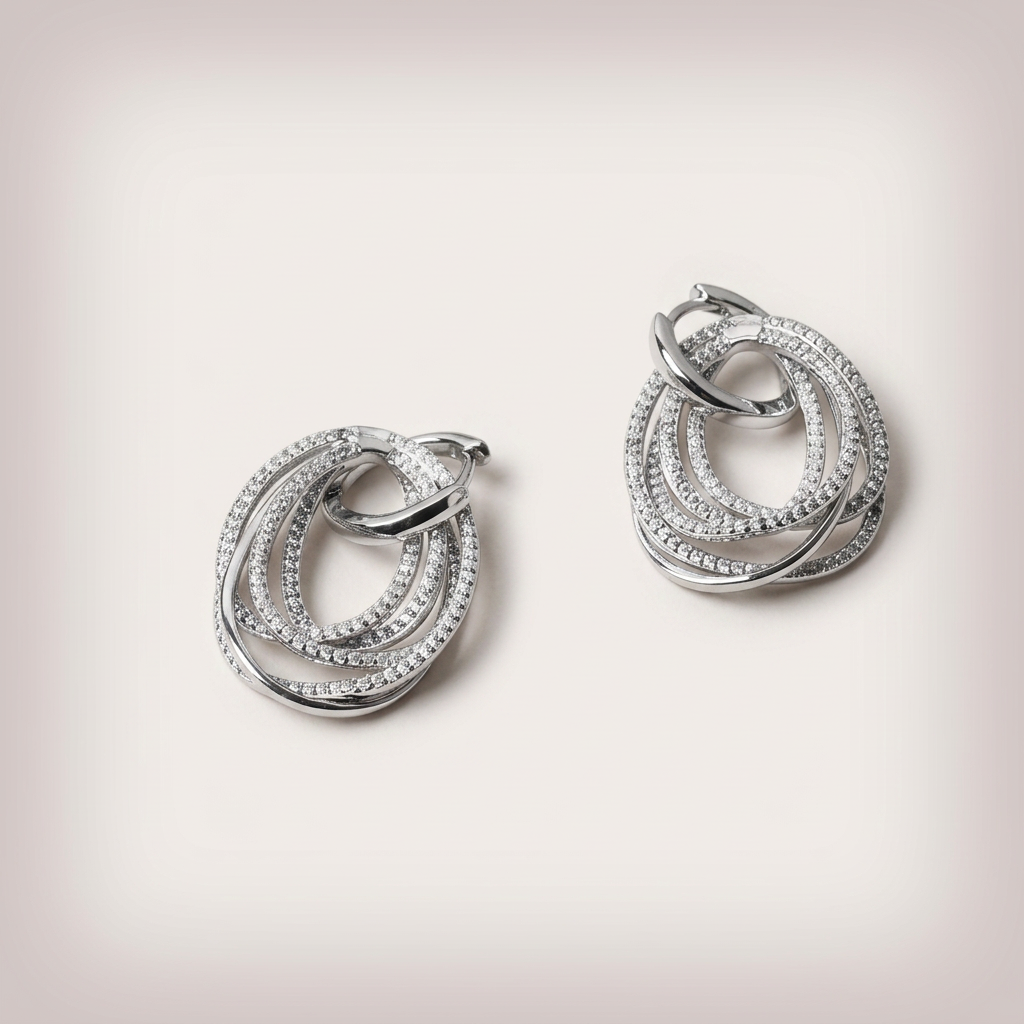 Women's Silver Pavé Multi-Loop Earrings
