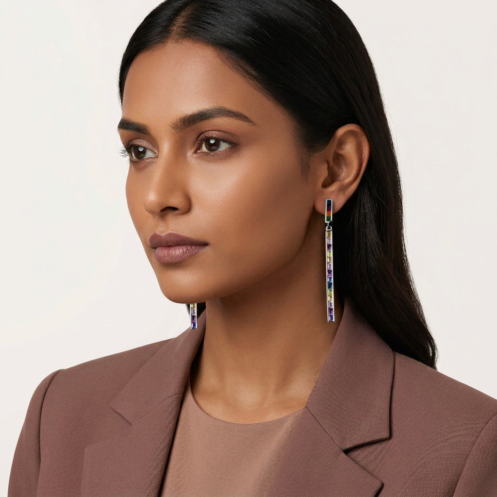 Women's Multicolor Gemstone Drop Earrings