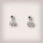 Women's Silver Plated Emerald Stone Jhumka Earrings