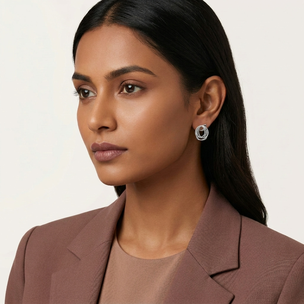 Women's Silver Pavé Multi-Loop Earrings
