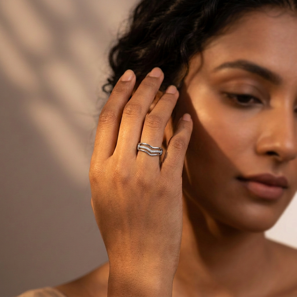 Women's 925 Silver CZ Accentuated Ring