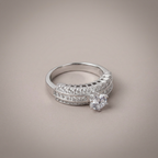 Women's Silver Diamond-Studded Cocktail Ring
