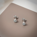 Women's Silver Diamond Stud Earrings