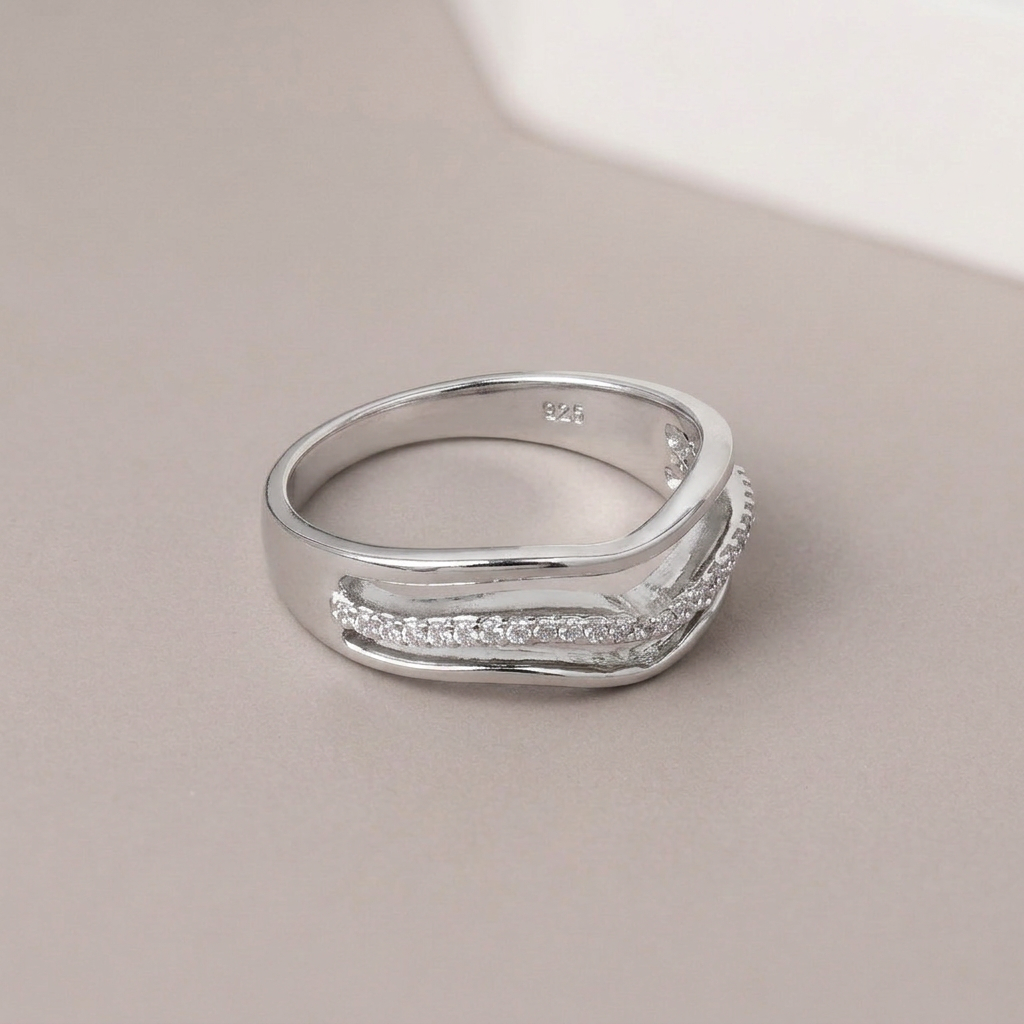 Women's 925 Silver CZ Accentuated Ring