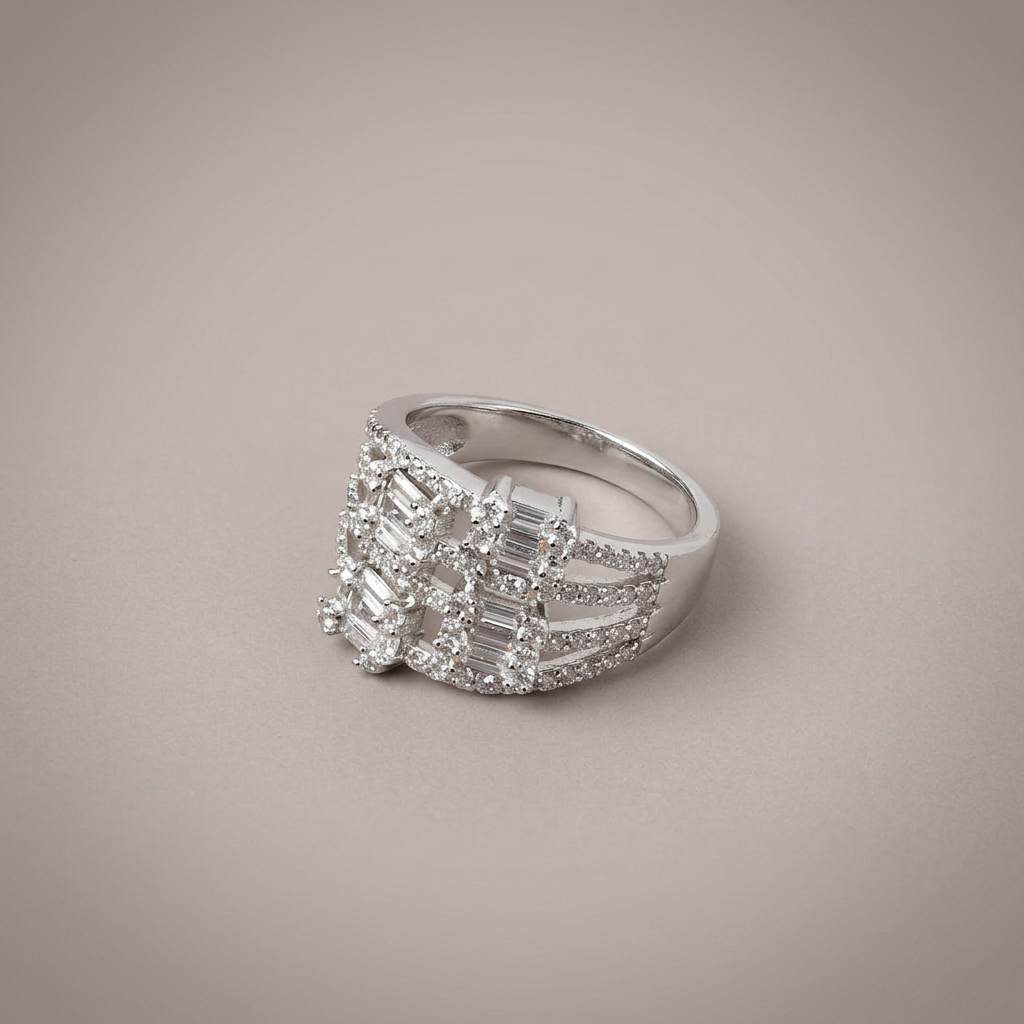 Women's Silver Diamond Cluster Ring