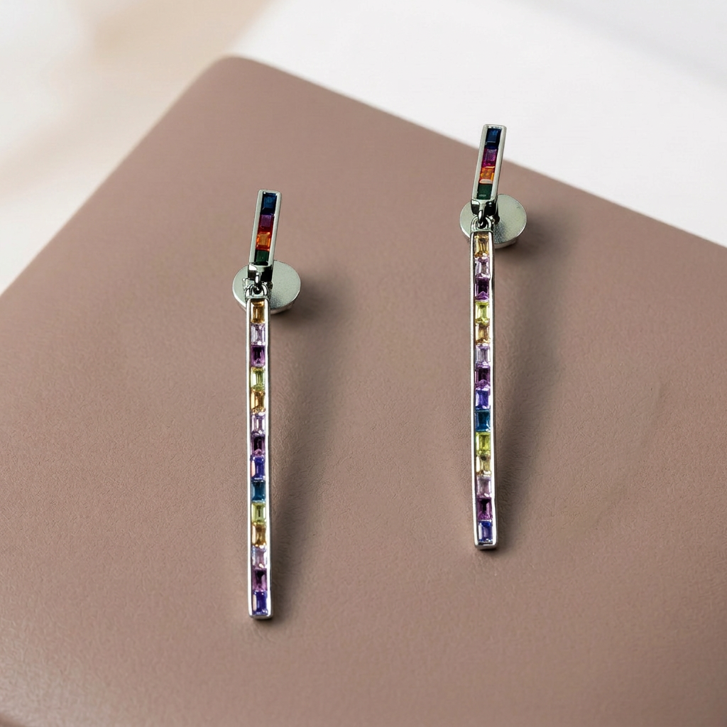 Women's Multicolor Gemstone Drop Earrings
