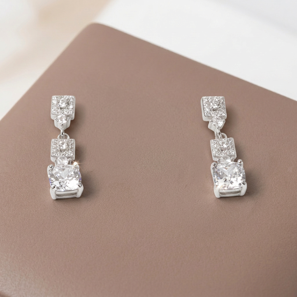 Women's Silver Cubic Zirconia Dangle Earrings