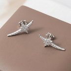 Women's Silver Star Cluster Crawler Earrings
