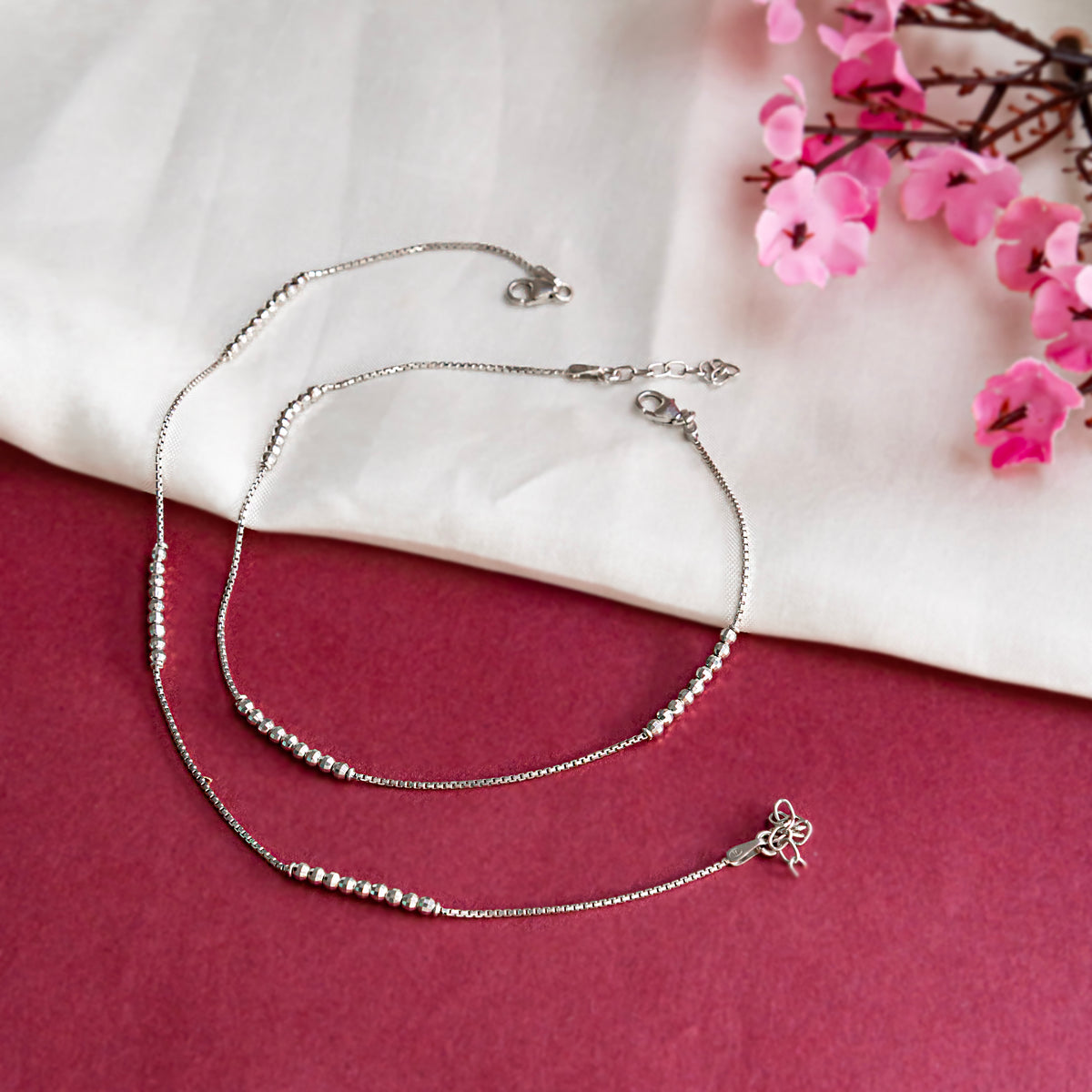 Delicate Moti Silver Anklet
