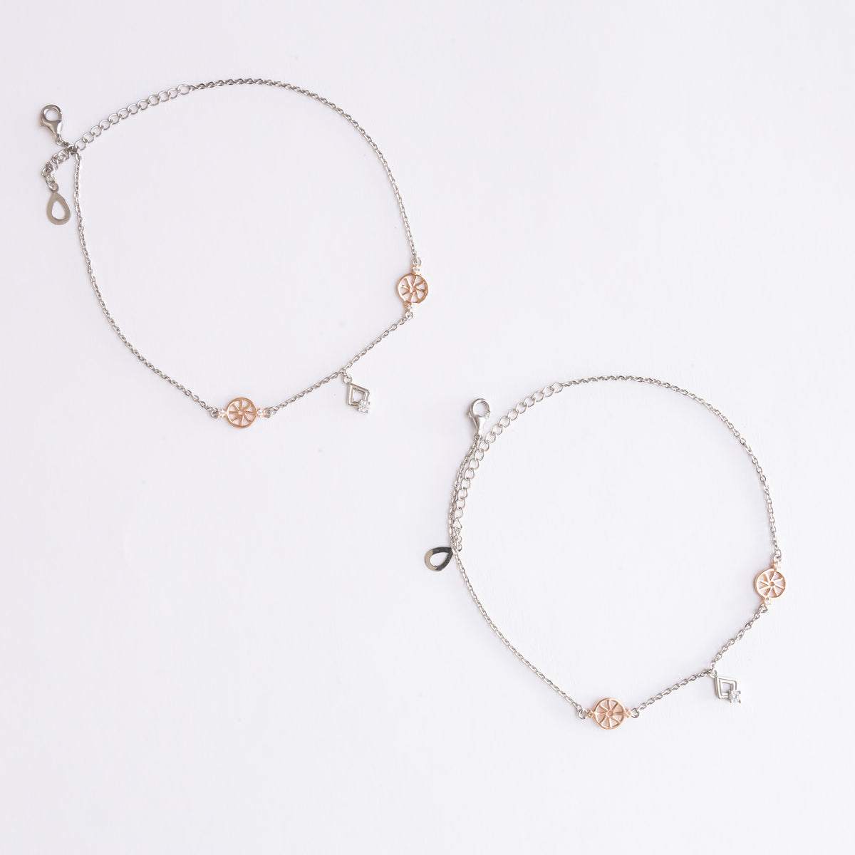Rose gold Silver Wheel Anklet