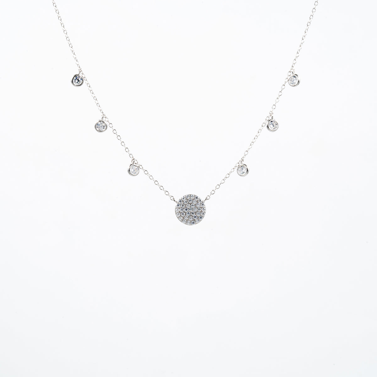 Silver Single Strand Crystal Necklace