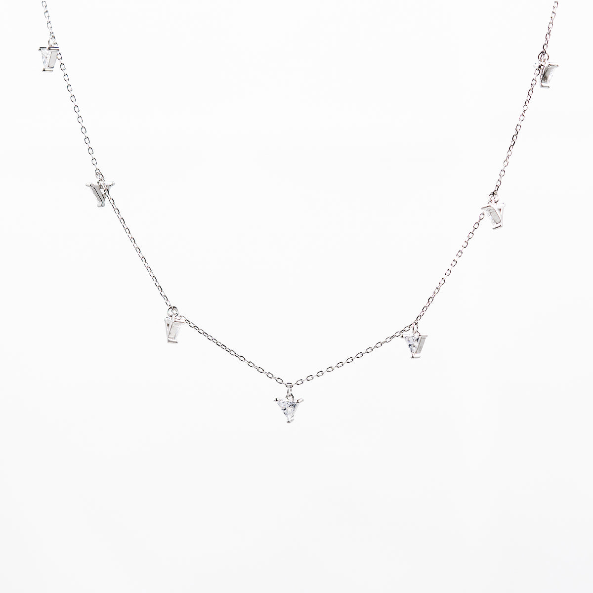 Silver Chic Crystal Drop Necklace