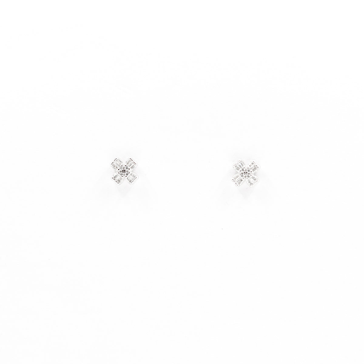 Silver White Floral Charm Jewelry Set