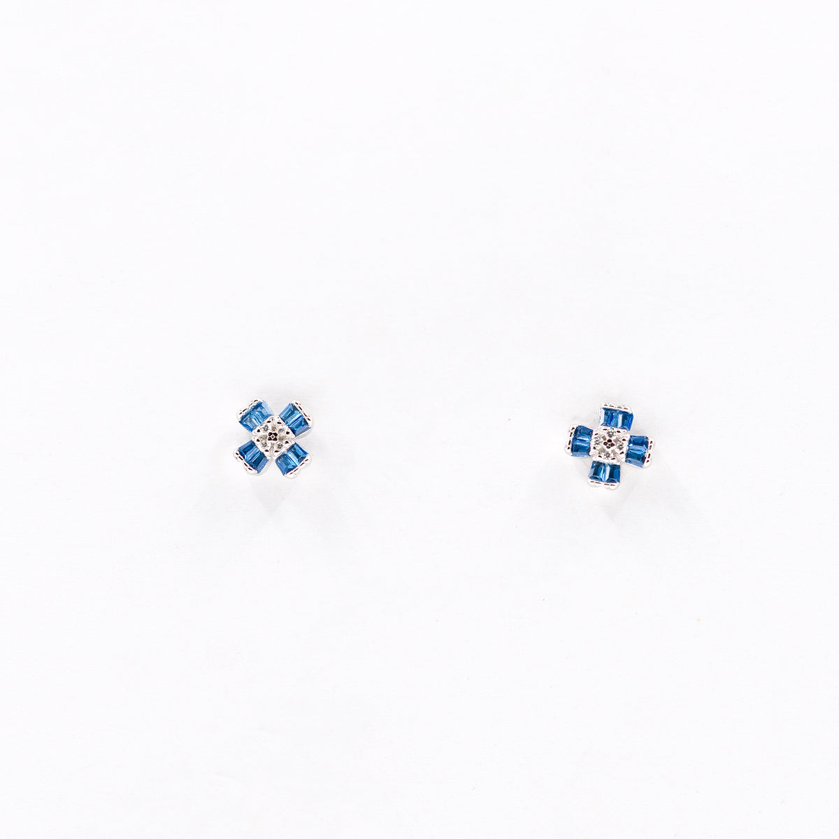 Silver Blue Floral Charm Jewelry Set