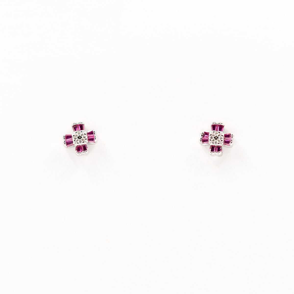 Silver Pink Floral Charm Jewelry Set