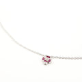 Silver Pink Floral Charm Jewelry Set