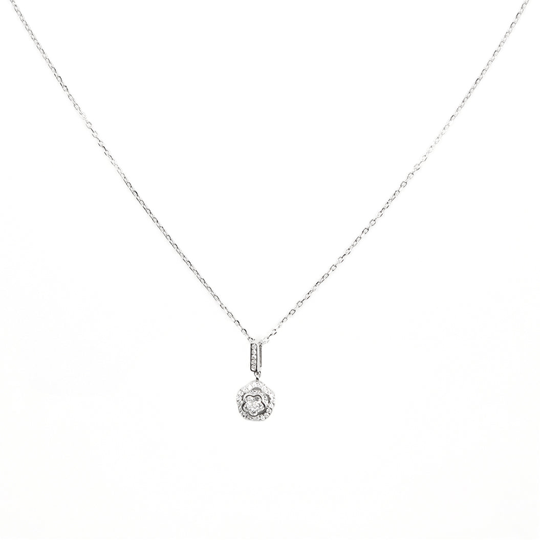 Silver Blossom Solitaire Necklace