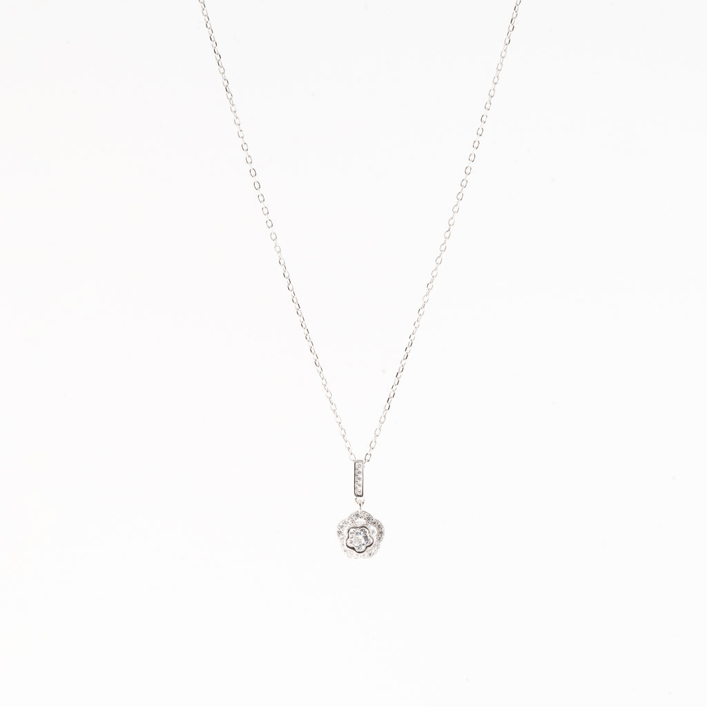 Silver Blossom Solitaire Necklace