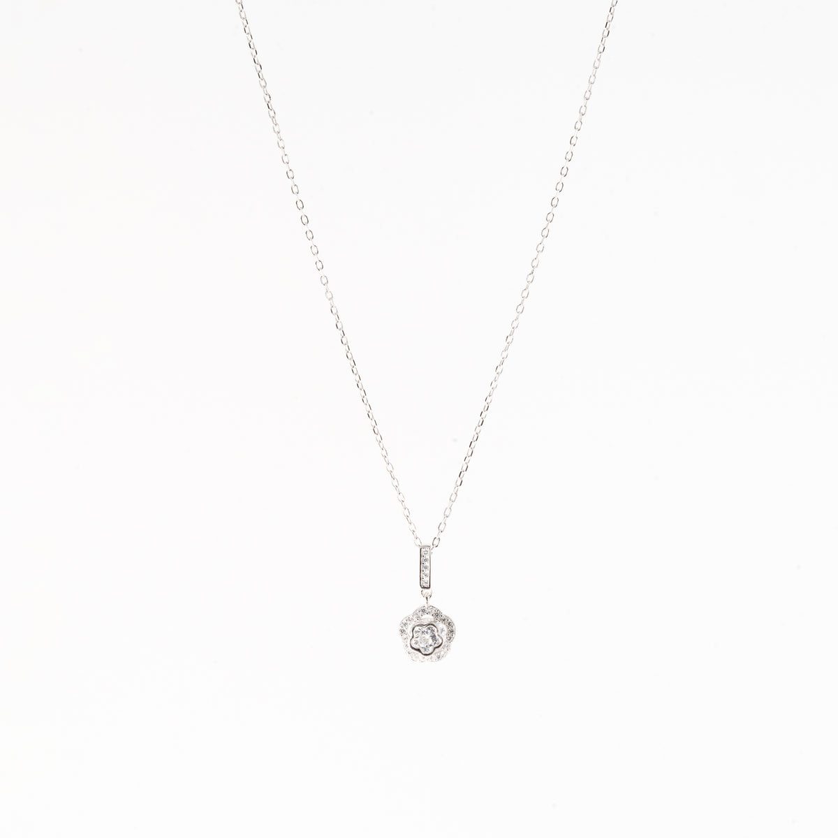 Silver Blossom Solitaire Necklace