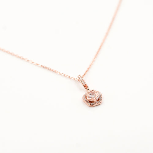 Rose Gold Blossom Solitaire Necklace