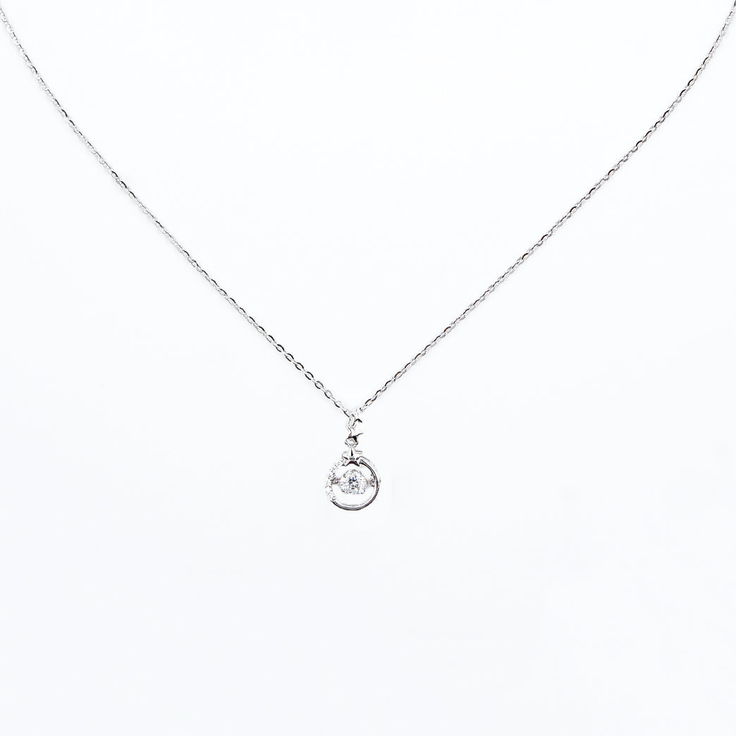 Silver Dazzling Diamond Circle Necklace