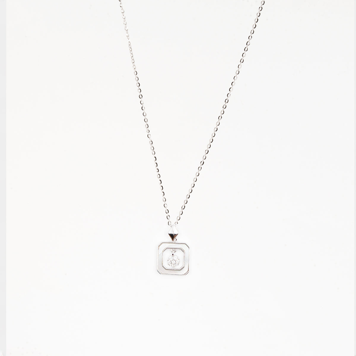 Silver Enamel Elegance Diamond Necklace