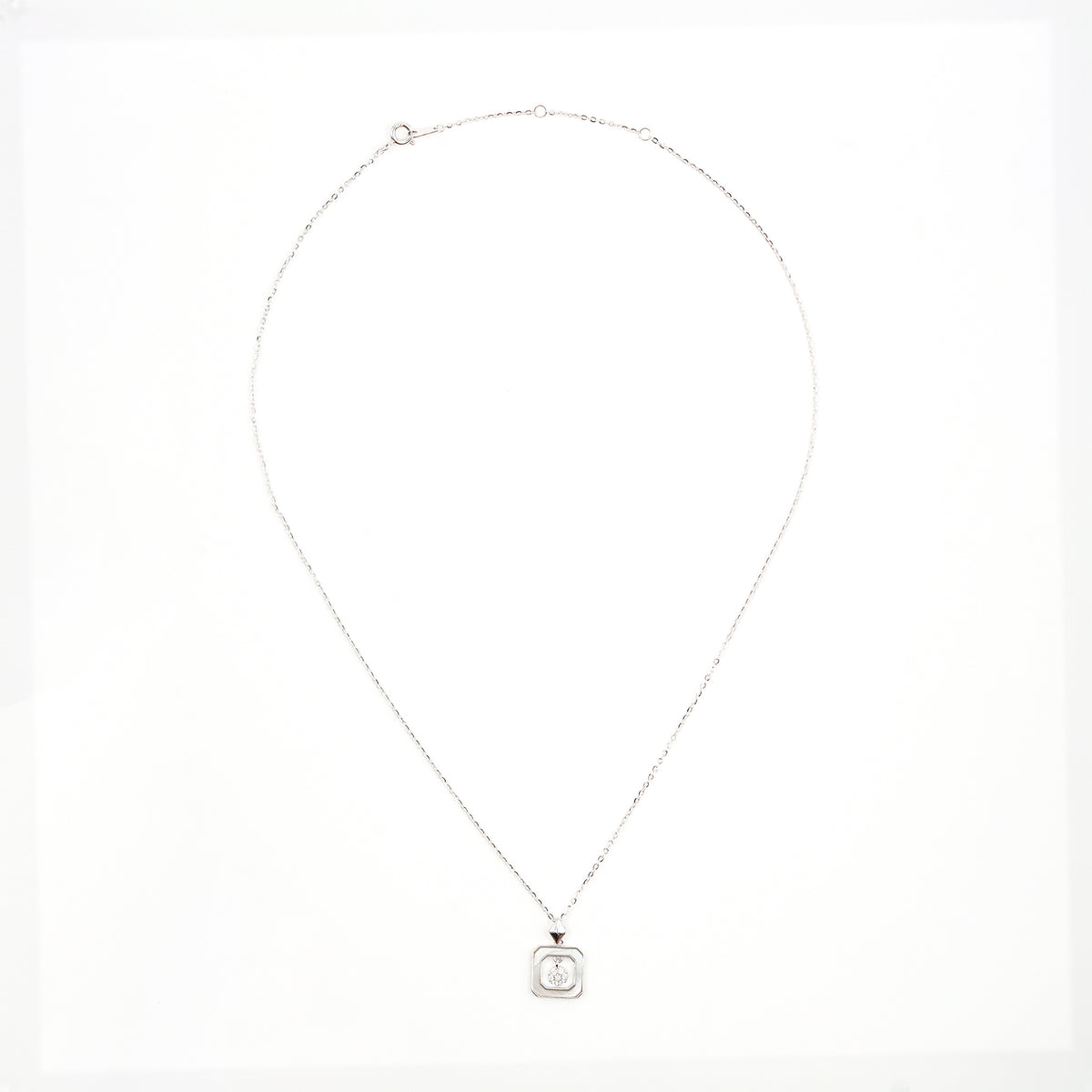 Silver Enamel Elegance Diamond Necklace
