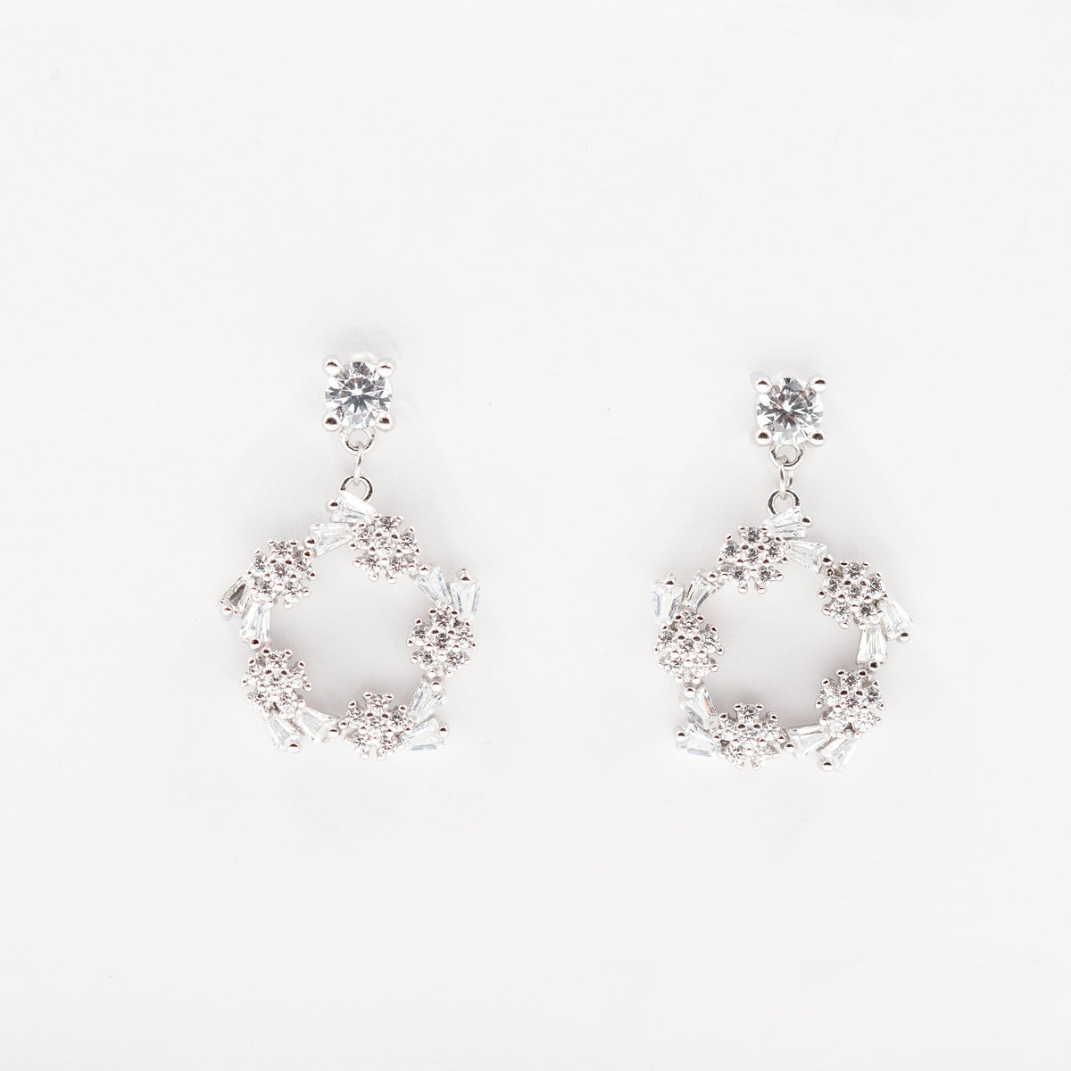 Silver Petal Drop Dangler Earrings