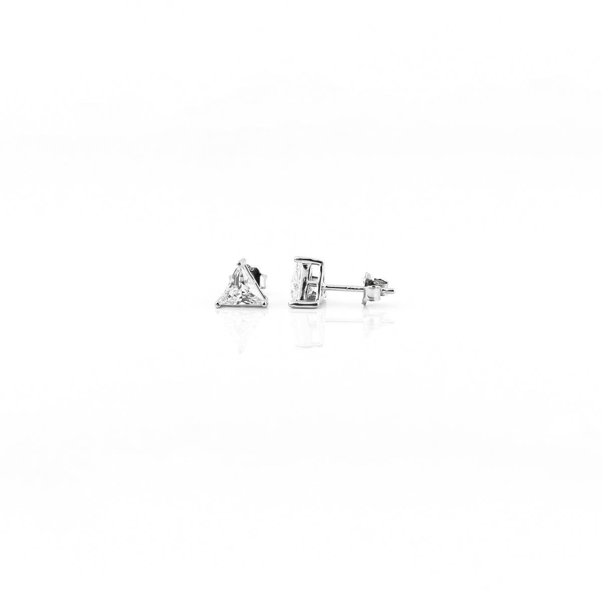 Silver Tri-Sparkle Solitaire Earrings