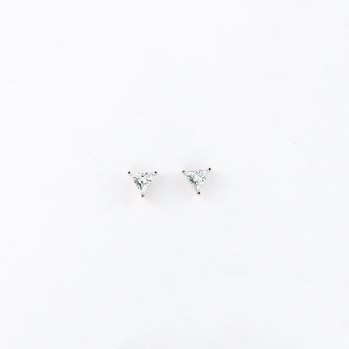 Silver Tri-Sparkle Solitaire Earrings