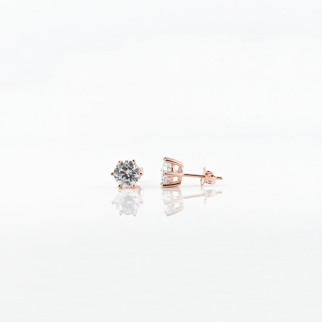 Rose Gold Radiant round Solitaire Earrings