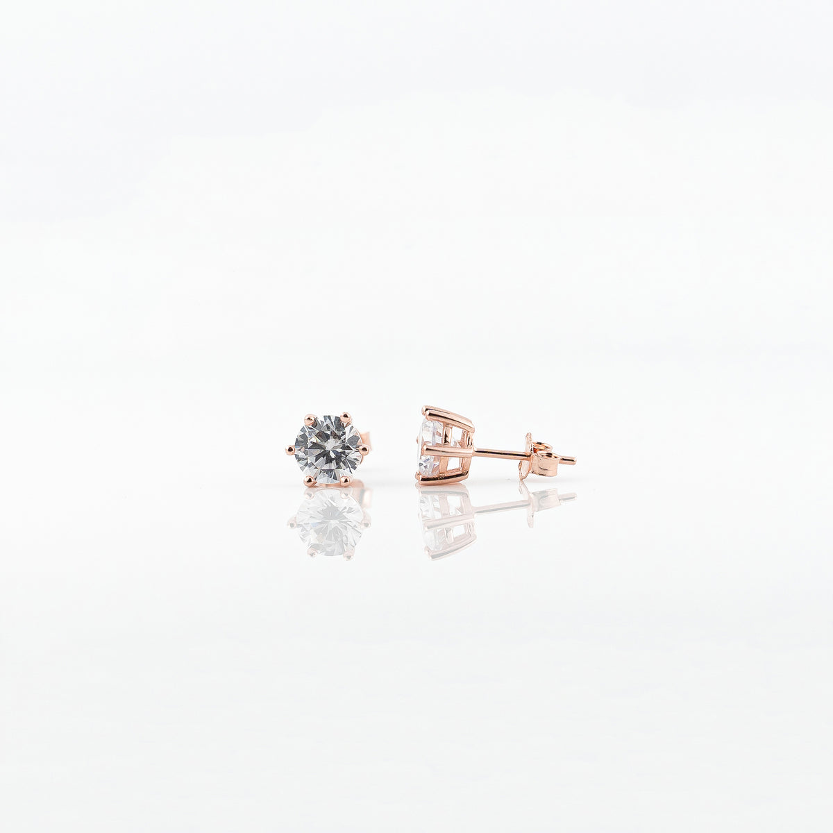 Rose Gold Radiant round Solitaire Earrings