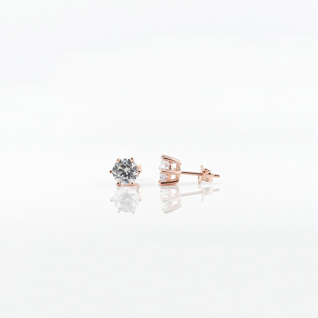 Rose Gold Radiant round Solitaire Earrings