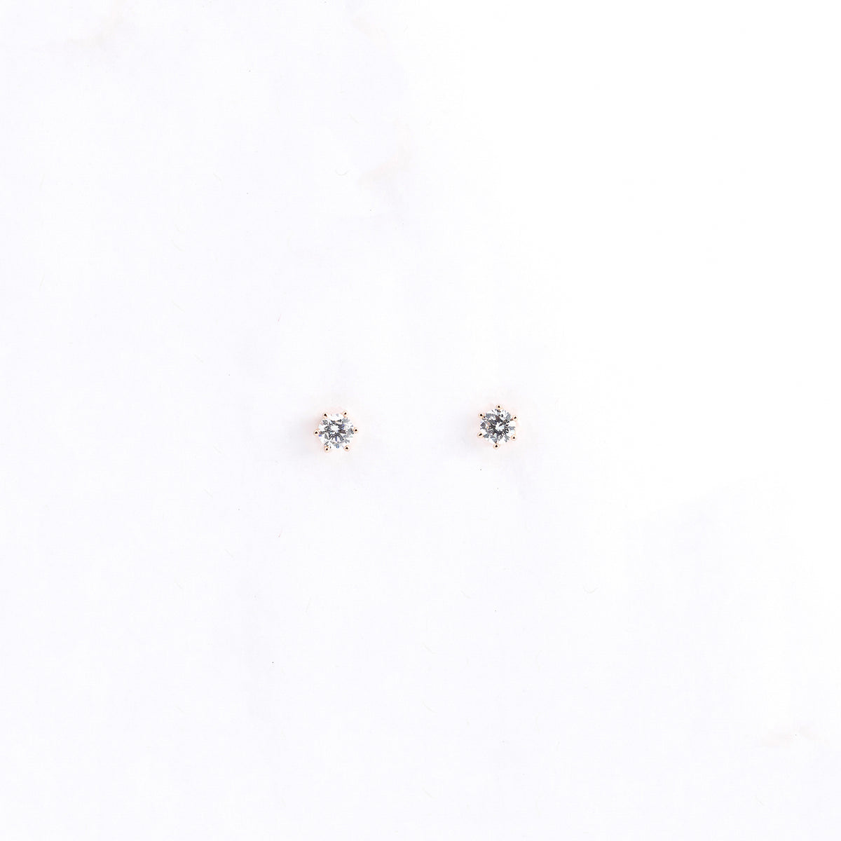 Rose Gold Gleaming round Solitaire Earrings