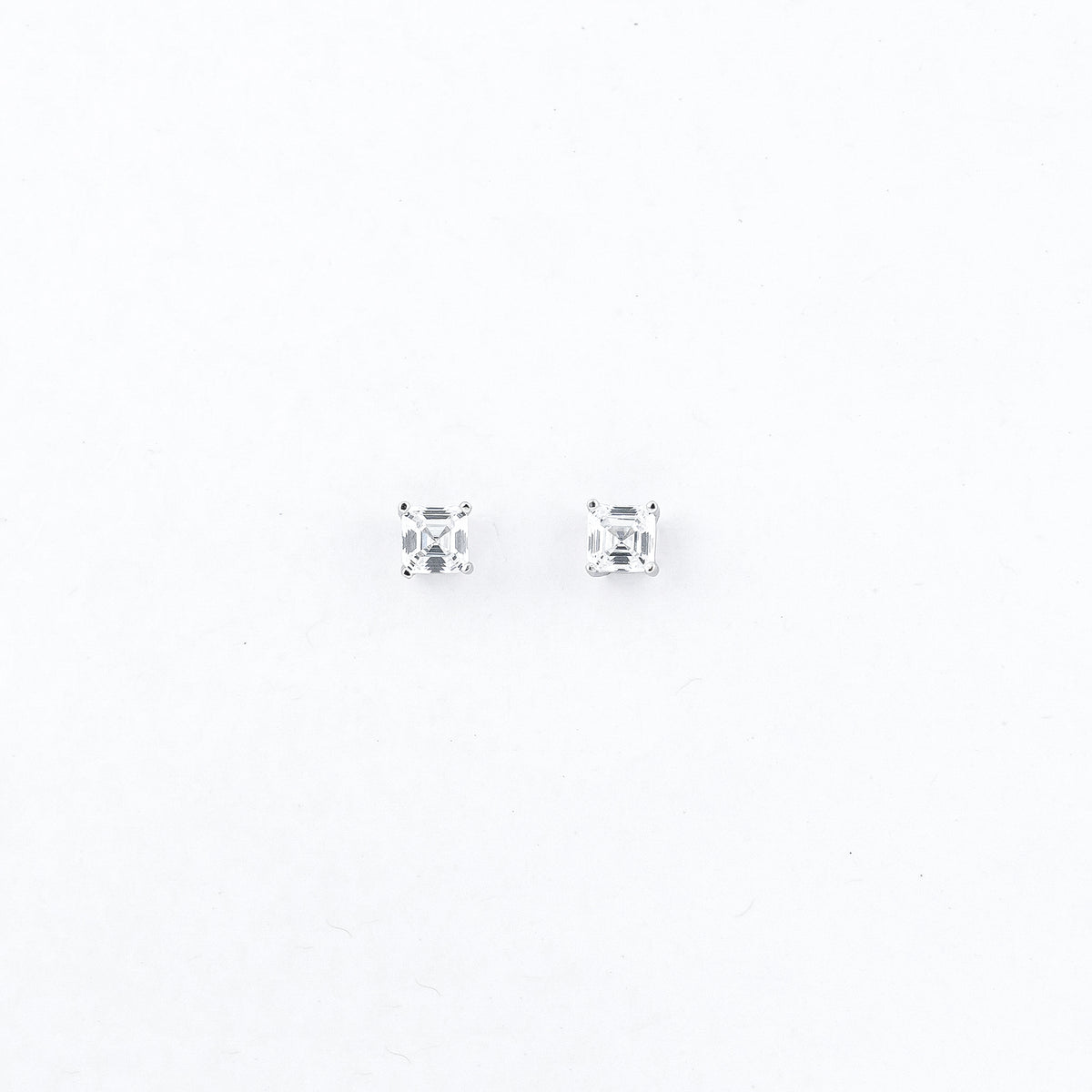 Silver Brilliant Square Solitaire Earrings