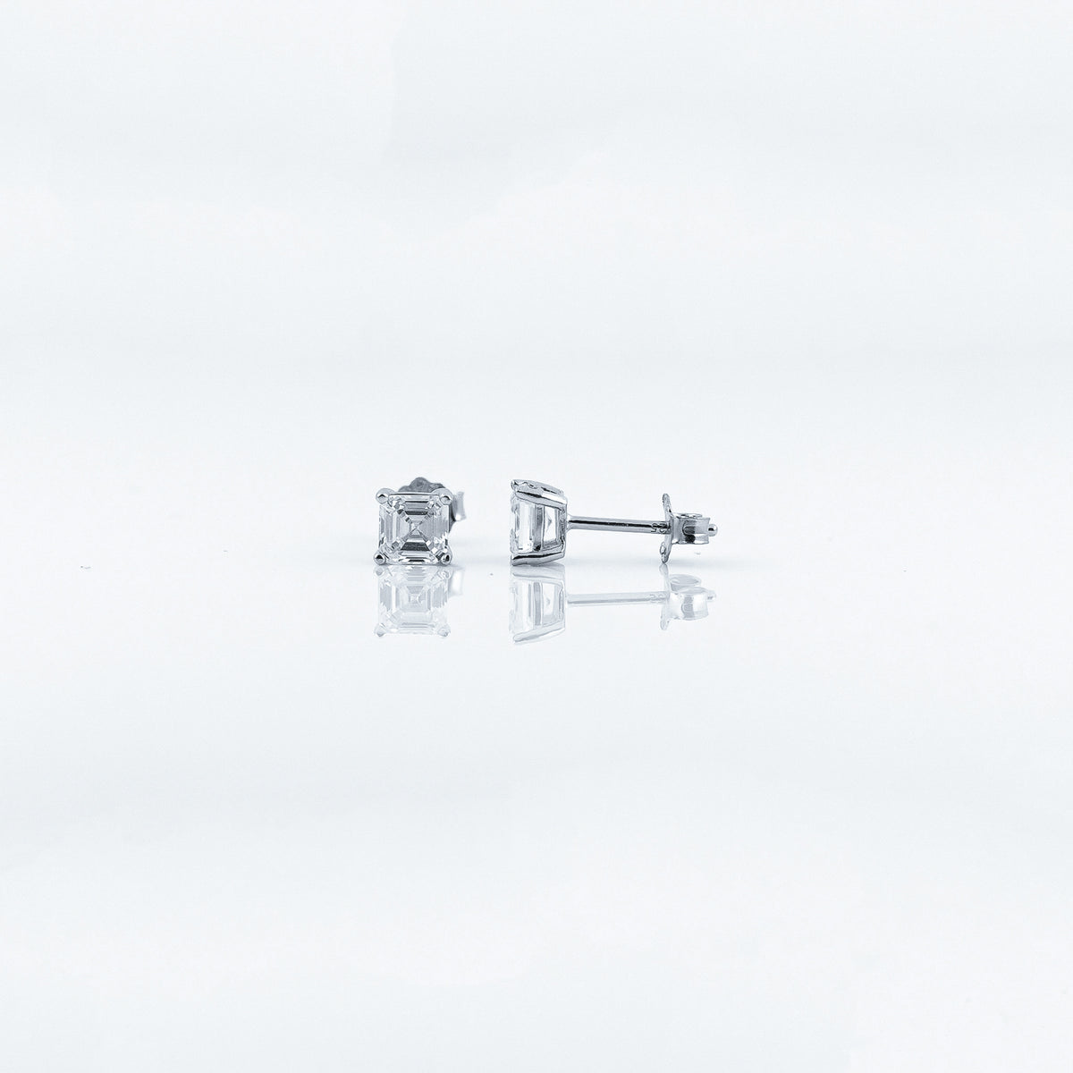Silver Brilliant Square Solitaire Earrings