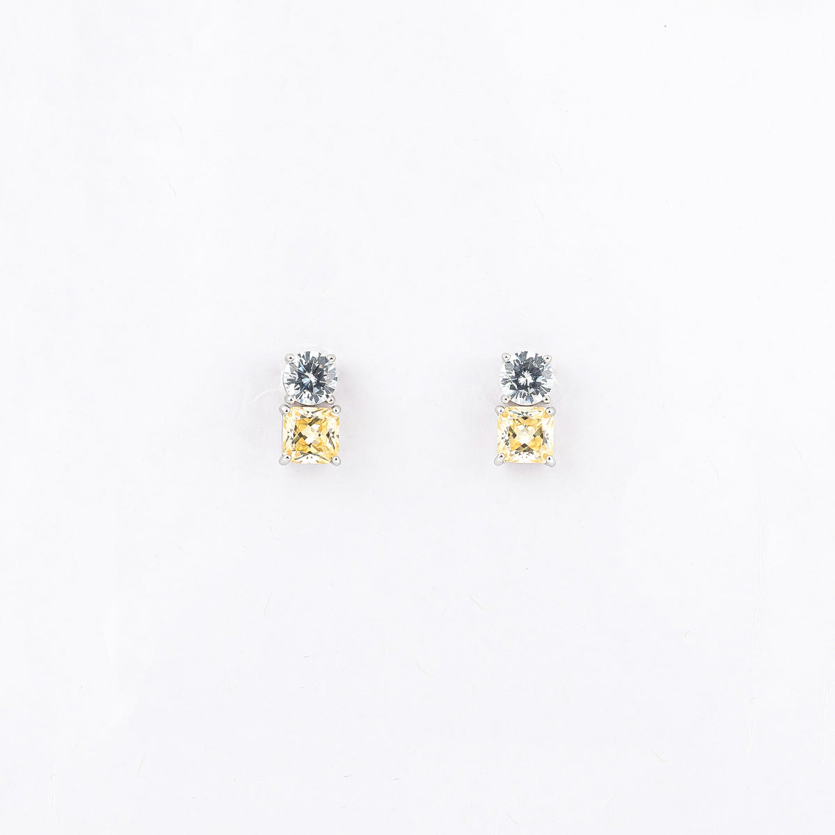 Silver Sunshine Solitaire Earrings