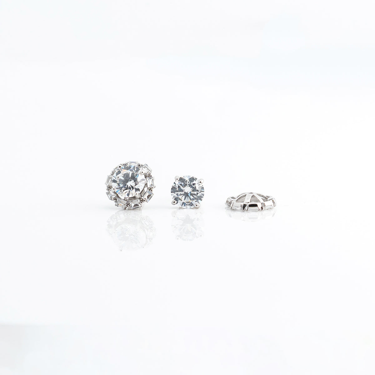 Silver White Detachable Stone Earrings